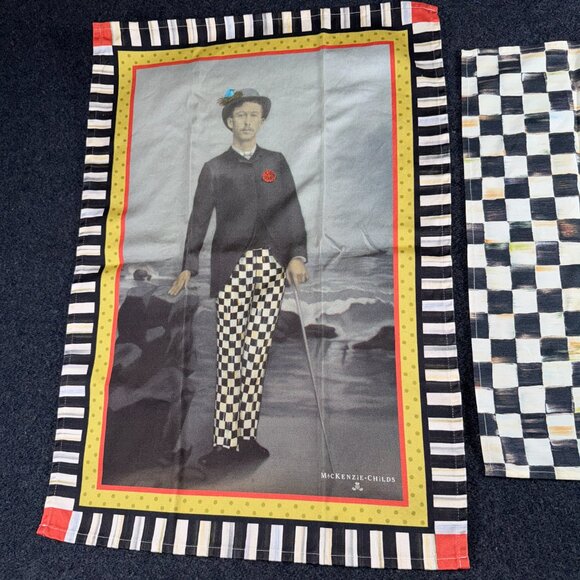 NWOT Mackenzie Childs Courtly Check Cotton Napkin & A Man With A View Dish Towel - Picture 6 of 15